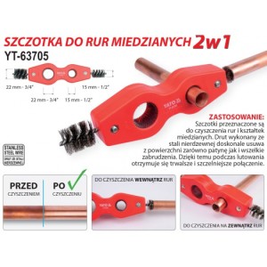 Yato Szczotka wewnętrzna do rur miedzianych 2w1 Ø=15 i 22mm (YT-63705) 3