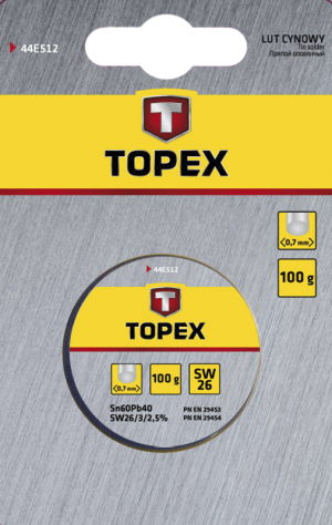 Topex Lut cynowy 60% Sn drut 1mm 100g - 44E514 2