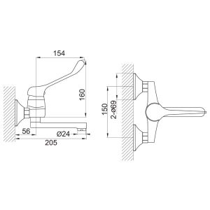 Bateria umywalkowa Ferro Vasto Medico ścienna chrom (BVAM3) 2