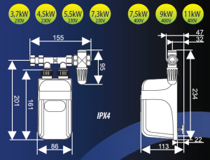 Przepływowy podgrzewacz wody Dafi POZ03134 5.5 kW 0.6 MPa (921651) 3