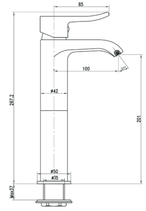 Bateria umywalkowa Deante Werbena stojąca chrom (BCW 021K) 2