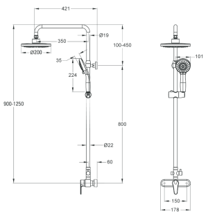 Zestaw prysznicowy Deante Corio z deszczownicą z baterią chrom (NAC 019M) 2