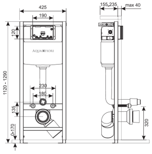 Stelaż KK-Pol Aquafiori Standard do miski wiszącej (ZSP/M425/0/K) 2