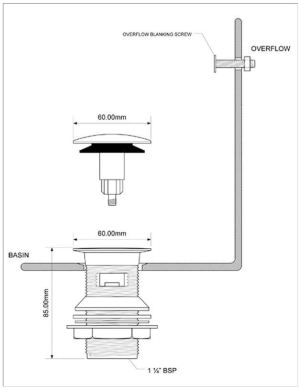 McAlpine Korek automatyczny klik-klak Glasgow 5/4" duży chrom (CW60-CB) 2