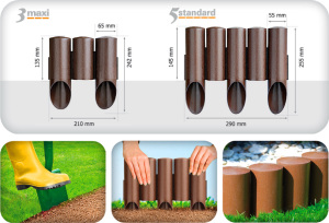 Cellfast Palisada ogrodowa MAXI 2,1m 3 elementy brąz - 34-011 2