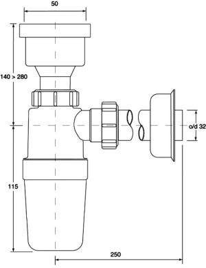 Syfon McAlpine Syfon pisuarowy prosty z uszczelką wargową 5/4 HC2P 2