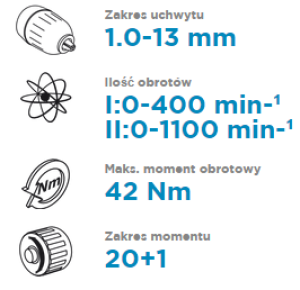 Wiertarko-wkrętarka Graphite 18 V 2 x akumulator 2 Ah 7