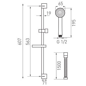 Zestaw prysznicowy Ferro Simpla przesuwny chrom (N120) 2