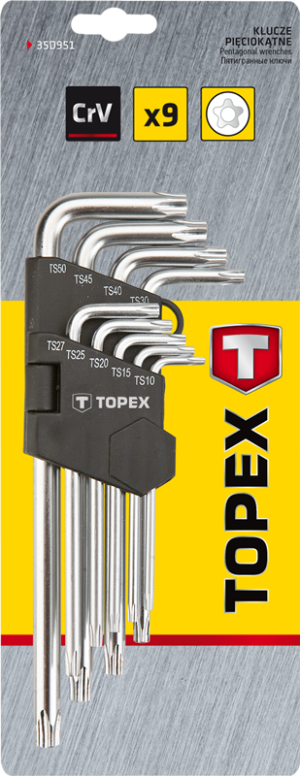 Topex Zestaw kluczy pięciokątnych długich do przepływomierzy TS10-TS50 9szt. (35D951) 2