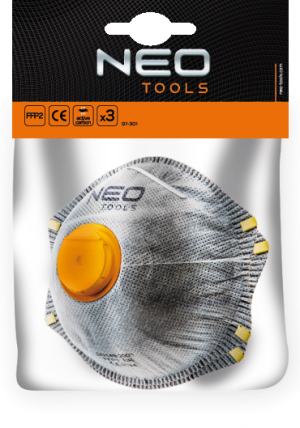 Neo Półmaska przeciwpyłowe z aktywnym węglem FFP2 z zaworem 3szt. (97-301) 2