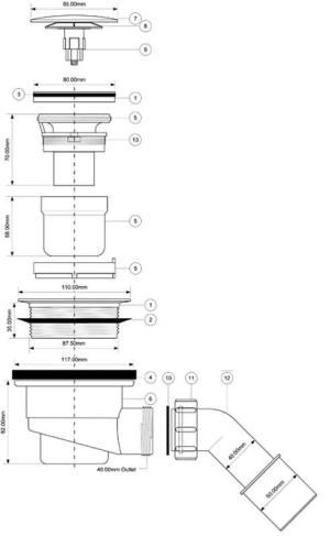 Syfon McAlpine Syfon brodzikowy z korkiem klik-klak 90mm chrom (HC27CLCP) 2