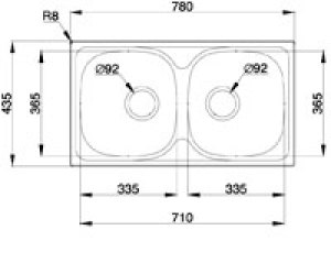 Zlewozmywak Pyramis Zlewozmywak 2-komorowy E78 2B 60mm wpuszczany w blat len - 100138501 2