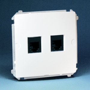 Kontakt-Simon Gniazdo komputerowe podwójne BASIC MODUŁ 2xRJ45 kat.6 z przesłoną białe - BM62.01/11 1