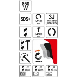 Młotowiertarka Yato Młotowiertarka SDS-Plus 850W (YT-82120) 7