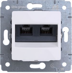 Legrand Gniazdo komputerowe podwójne CARIVA RJ45 kat.6 UTP białe - 773642 1