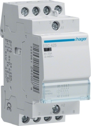 Hager Stycznik modułowy cichy 25A 4Z 0R 230V AC - ESC425 1