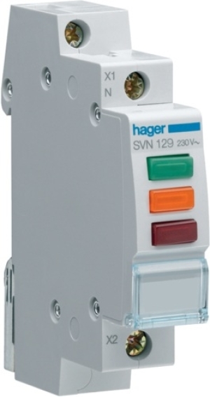 Hager Lampka modułowa 3-fazowa czerwony/zielony/pomarańczowy 230-400V AC (SVN129) 1