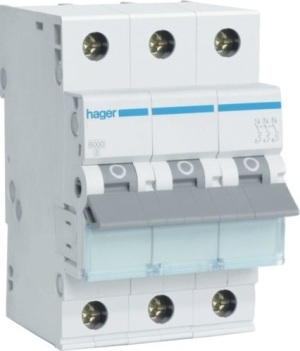 Hager Wyłącznik nadprądowy 3P C 4A 6kA AC MCN304E 1