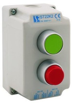 Spamel Kaseta sterownicza 2-otworowa z przyciskiem zielonym i czerwonym - ST22K22-1 1