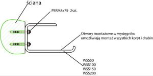 Baks Wspornik ścienno-sufitowy WSS100 120mm 720210 3