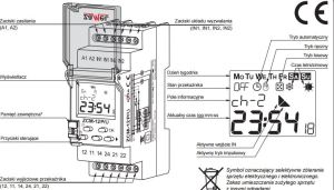 Zamel Programator czasowy 2-kanałowy tygodniowy 24-250V AC 30-300V DC z pamięcią zewnętrzną ZCM-12P/U 2