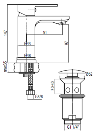 Bateria umywalkowa Valvex Tube stojąca chrom (2454810) 2
