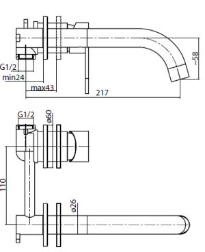 Bateria umywalkowa Valvex Tube podtynkowa chrom (2454790) 2