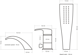 Bateria wannowa Rea Azur 3-otworowa chrom 4