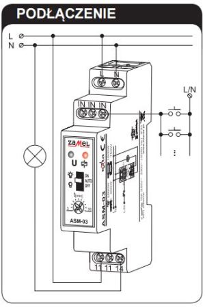 Zamel Automat schodowy 16A 25mA 1NO 230V AC ASM-03 3
