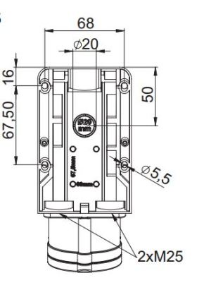 PCE Gniazdo Kombi z rozłącznikiem 0-1 32A M25 32/5 400V IP44 925-6w 3