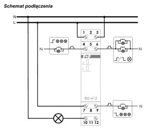 F&F Przekaźnik bistabilny grupowy 230V 10A 1 moduł - BIS-412 4