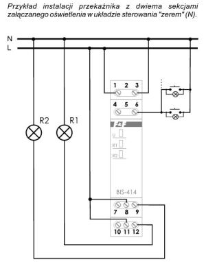 F&F Przekaźnik impulsowy 230V 2x10A na szynę TH35 - BIS-414 3