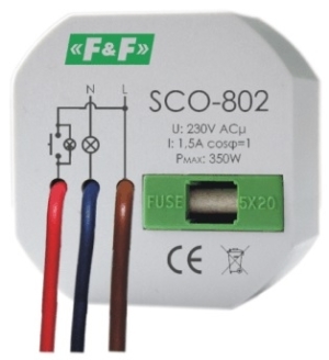 F&F Ściemniacz oświetlenia SCO-802 z pamięcią 230V AC 350W szary SCO-802 1