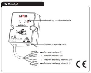 Zamel Wyłącznik zmierzchowy natynkowy z sondą 230V AC IP65 WZH-01 2
