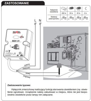 Zamel Wyłącznik zmierzchowy natynkowy z sondą 230V AC IP65 WZH-01 4