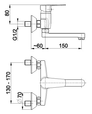 Bateria umywalkowa KFA Sofit ścienna chrom (5907571512144) 2