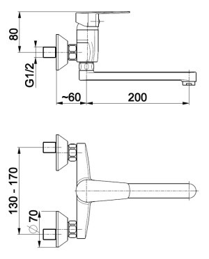 Bateria kuchenna KFA Sofit ścienna chrom (5110-910-00) 2