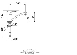 Bateria umywalkowa KFA Leonit stojąca chrom (5312-915-00) 2