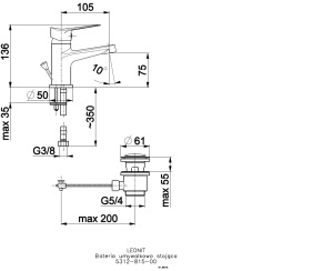 Bateria umywalkowa KFA Leonit stojąca chrom (5907571530231) 2