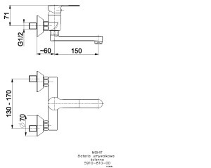 Bateria umywalkowa KFA Mohit ścienna chrom (5907571590051) 2