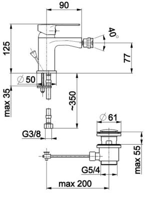 Bateria bidetowa KFA Mohit stojąca chrom (5917-015-00) 3