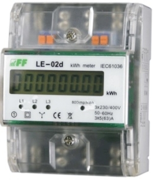 F&F Licznik energii elektrycznej 3-fazowy zgodność z MID 63A 230/400V z wyświetlaczem LCD LE-02D 1