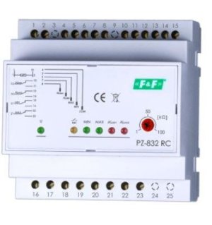 F&F Przekaźnik kontroli poziomu cieczy 1-100kOhm 230V AC bez sondy z sygnalizacją PZ832RCB 1