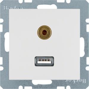 Hager Gniazdo USB/3,5mm AUDIO śnieżnobiałe (3315398989) 1