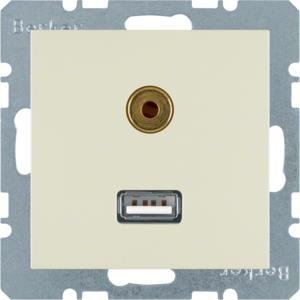Hager Gniazdo USB/3,5mm AUDIO kremowe - 3315398982 1