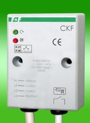 F&F Przekaźnik kolejności zaniku i asymetrii faz 10A 1Z 4sek 45V CKF 1