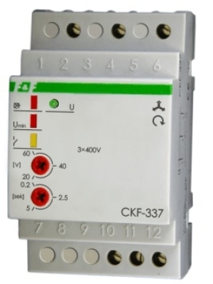 F&F Przekaźnik kolejności zaniku i asymetrii faz 10A 1P 0,2-5sek 20-60V CKF-337 1