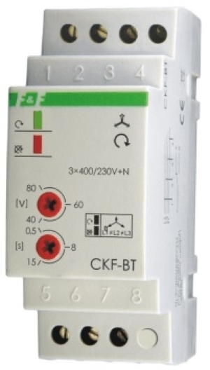 F&F Przekaźnik kolejności zaniku i asymetrii faz 10A 1P 0,5-15sek 40-80V CKF-BT 1