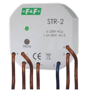 F&F Sterownik rolet jednoprzyciskowy 1,5A AC-3 230V 0-10min STR-2 1