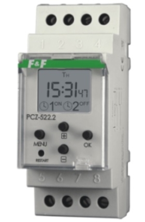 F&F Zegar sterujący tygodniowy dwukanałowy 2x16A NFC PCZ-522 1
